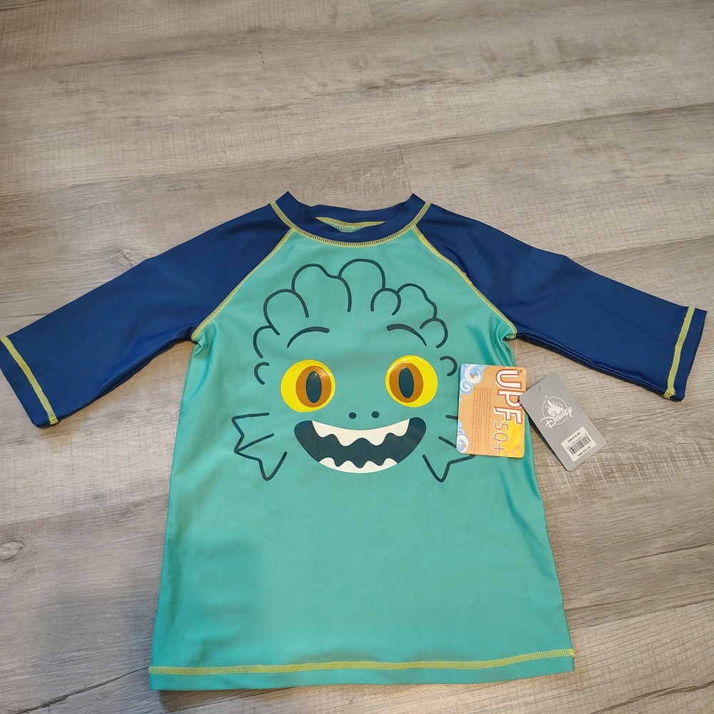 Disney Pixar Luca Sea Monster Rash Guard Swim Shirt UPF 50+ Kids Size 9/10 NWT